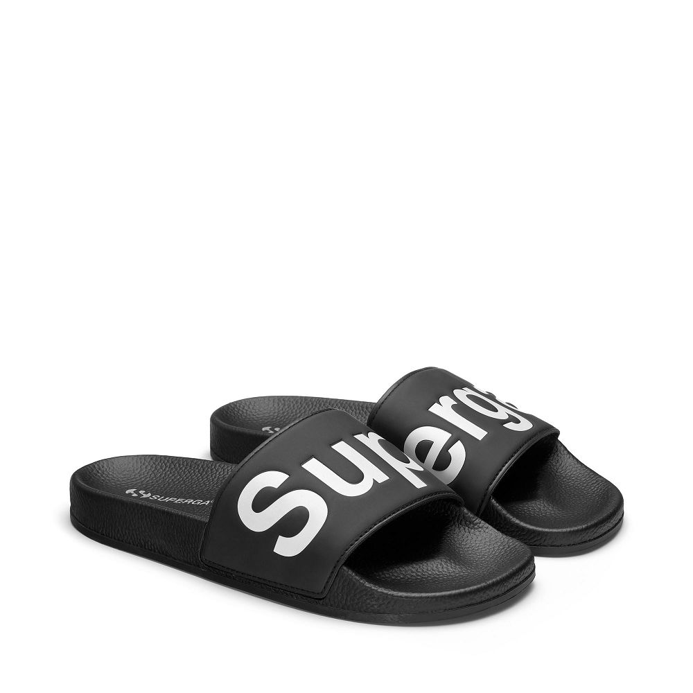 Superga 1908 Slides Polysoft Black Slides - Men's Shoes USA | US5005736